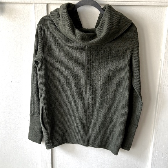 Lululemon Olive Green Ribbed Cowl Neck Sweater Size XS - Picture 3 of 7